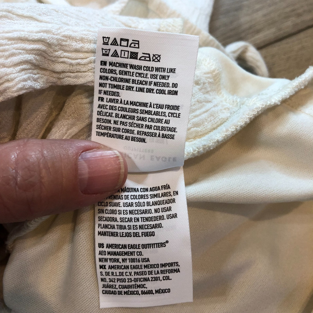American Eagle Tank Top Romper Womens XL Babydoll Cream Tie Cottage Fairy Y2K - Picture 10 of 10
